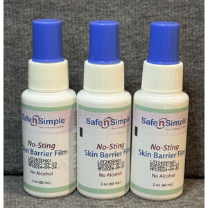 (3) Safe N Simple SNS80792 No-Sting Skin Barrier Film Sprays 2oz Exp 2027